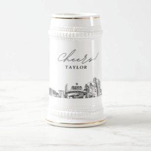 Chope À Bière Croquis Cadeau Reno Skyline personnalisé