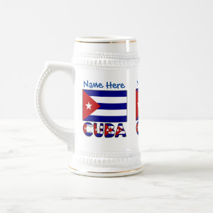 Chope À Bière Cuba et drapeau cubain bleu foncé personnalisé