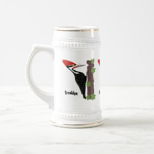 Chope À Bière Cue drôle Pileated woodpecker dessin d'illustratio