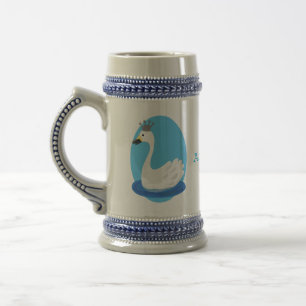 Chope À Bière Cute cygne blanc avec dessin de la couronne