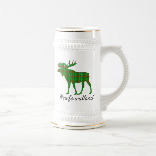 Chope À Bière Cute Newfoundland moose tartan beer stein