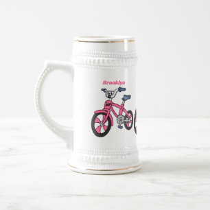 Chope À Bière Cute pink kids bicycle cartoon illustration