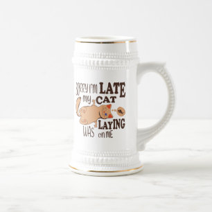 Chope À Bière Désolé je suis en retard mon chat était allongé su