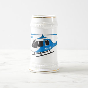 Chope À Bière Dessin d'hélicoptère du service de police mignon
