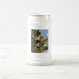 Chope À Bière Deux Chouettes dans les Bois, oiseaux, faune Bière