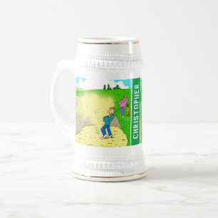 Chope À Bière Deux dessins animés de golf amusants avec le nom d