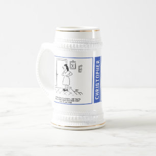 Chope À Bière Deux drapeaux thématiques d'enseignement avec nom