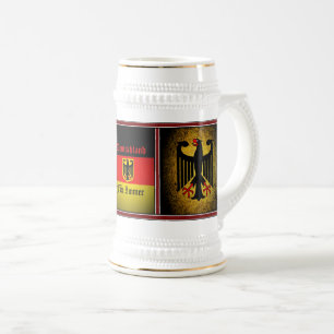 Chope À Bière Drapeau allemand, aigle noir, fourrure allemande