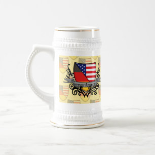 Chope À Bière Drapeau Allemand-Américain de bouclier