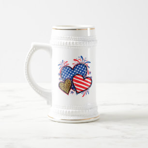 Chope À Bière Drapeau Américain Cœur Léopard Sublimation-64210