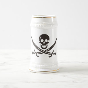 Chope À Bière Drapeau de crâne obsidien Drapeau de pirate Calico