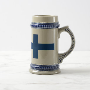 Chope À Bière Drapeau de la Finlande Croix Bleue Suomi