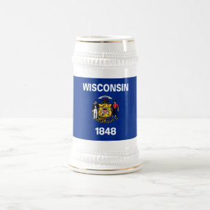 Chope À Bière Drapeau de l'État du Wisconsin