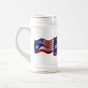 Chope À Bière Drapeau de ondulation Rican-Américain de Puerto