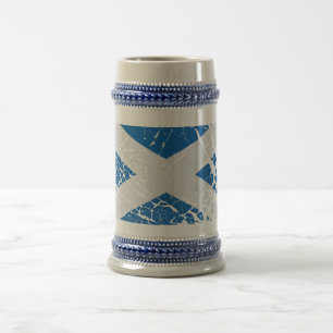 Chope À Bière Drapeau écossais grunge