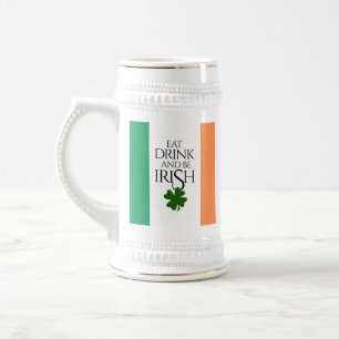 Chope À Bière Drapeau irlandais pour boire et être shamrock