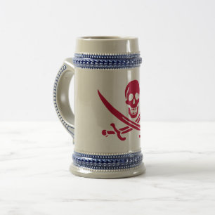 Chope À Bière Drapeau pirate de Calico Jack Crâne et épées écarl