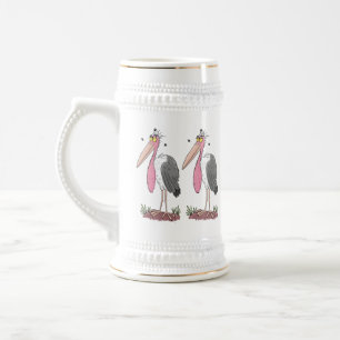 Chope À Bière Drôle dessin animé de cigogne en marabou