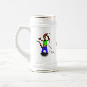 Chope À Bière Drôle lézard chantant avec bande dessinée de micro