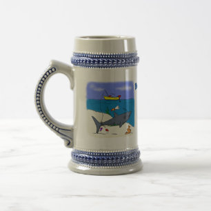 Chope À Bière Drôle requin couché et dessin animé de pêche