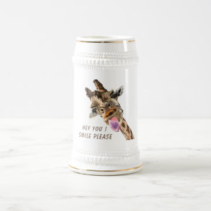 Chope À Bière Drôle Stein Bière avec Giraffe Joueuse - Smile
