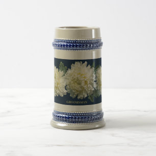 Chope À Bière Élégance White Chrysanthemum Groomsmen Favoriser