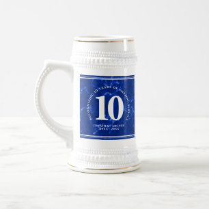 Chope À Bière Élégant Marbre Bleu 10 Anniversaire du travail