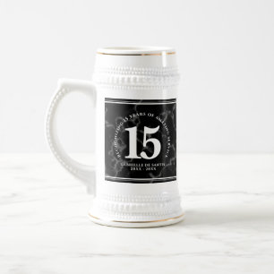 Chope À Bière Élégant Marbre Noir 15 Ans Anniversaire de Travail