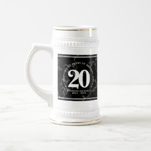 Chope À Bière Élégant Marbre Noir 20 Anniversaire du travail