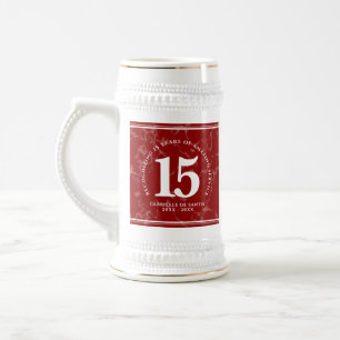 Chope À Bière Élégant marbre rouge 15 ans de travail Anniversair