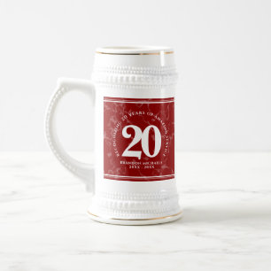 Chope À Bière Élégant Marbre Rouge 20 Anniversaire du travail