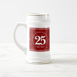 Chope À Bière Élégant Marbre Rouge 25 Anniversaire du Travail
