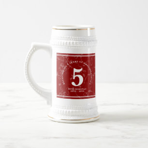 Chope À Bière Élégant marbre rouge 5 ans de travail Anniversaire