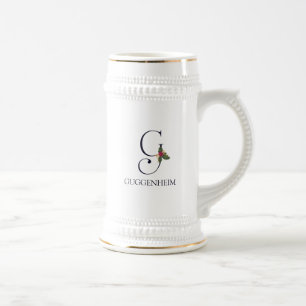 Chope À Bière Élégant Monogramme de vacances Initial G Personnal