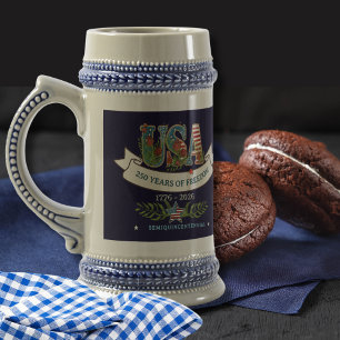 Chope à bière élégante et patriotique pour 250 ans