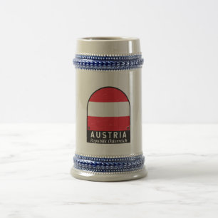 Chope À Bière Emblème Drapeau Autriche Vintage