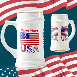 Chope À Bière États-Unis d'Amérique Drapeau américain Rouge Pers