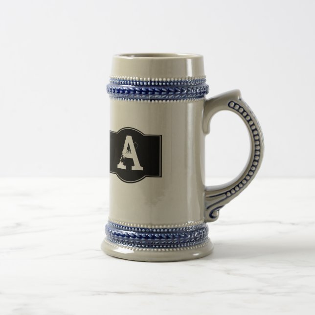 Chope À Bière Étiquette noir Monogrammé (Droite)