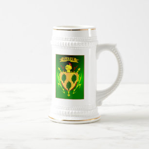 CHOPE À BIÈRE FAMILLE IRLANDAISE SHIELD/CREST HÉRALDIQUE DE
