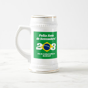 Chope À Bière Fête de l'Indépendance de Sete de Setembro Drapeau