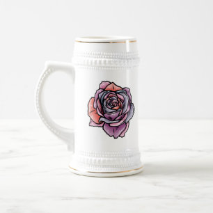 Chope À Bière Fleur Rose coloré