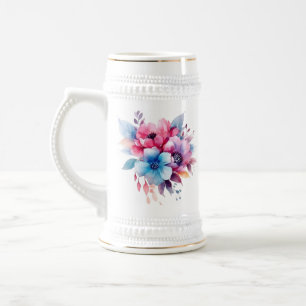 Chope À Bière Fleurs à l'aquarelle conception florale