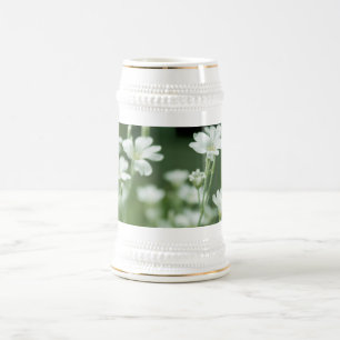 Chope À Bière fleurs de jardin blanches fraîches d'été