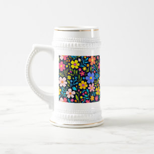 Chope À Bière Floral Digital Peinture Fleurs Motif-38875