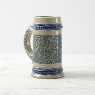Chope À Bière Floral Motif du 19ème siècle Bleu sur fond blanc