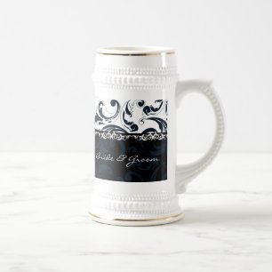 Chope À Bière Floral noir et blanc