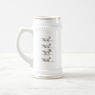 Chope À Bière Flying Dachshund gris blanc stein avec garniture o