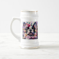 French Bulldog avec Floral Rose Personnalisé