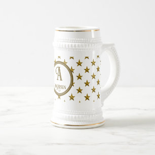 Chope À Bière Garde de initiale à motif étoile dorée Monogram