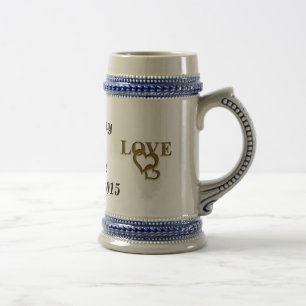 Chope À Bière Gold Love with Interlocking Hearts Mariage Stein
